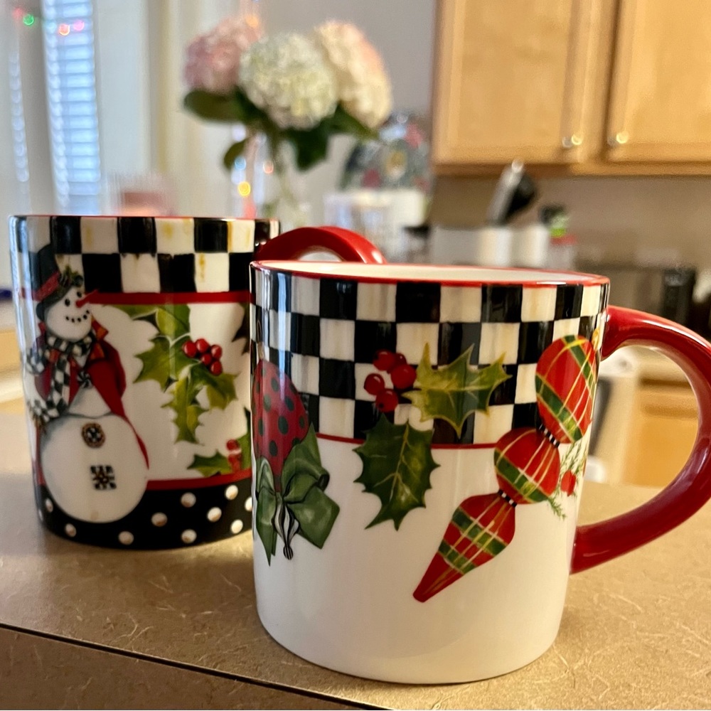 Mackenzie-Childs Holiday Mugs.